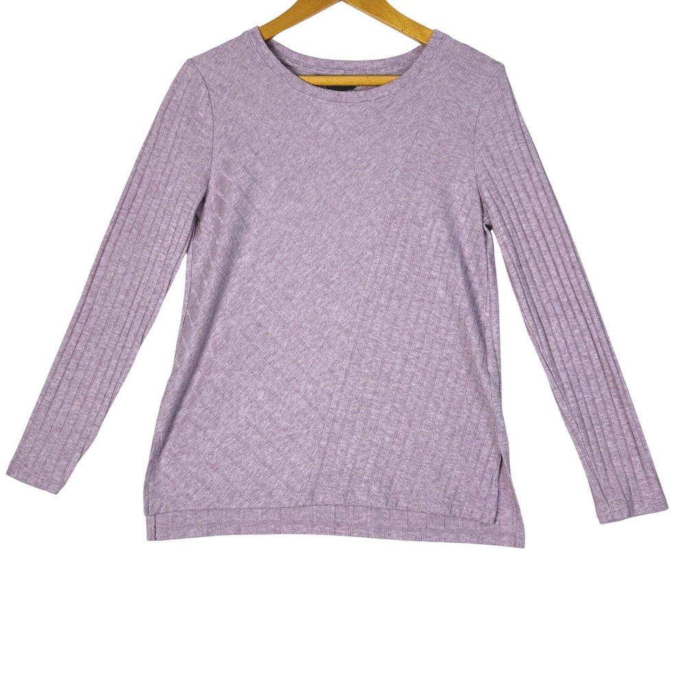 Simply‎ Vera Vera Wang Light Purple Ribbed Long Sleeve Knit Top Medium